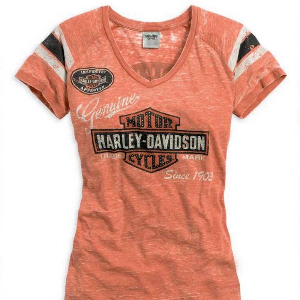 New w/tags Harley-Davidson® Womens Genuine Oil Can Burnout Tee, Vintage Large
